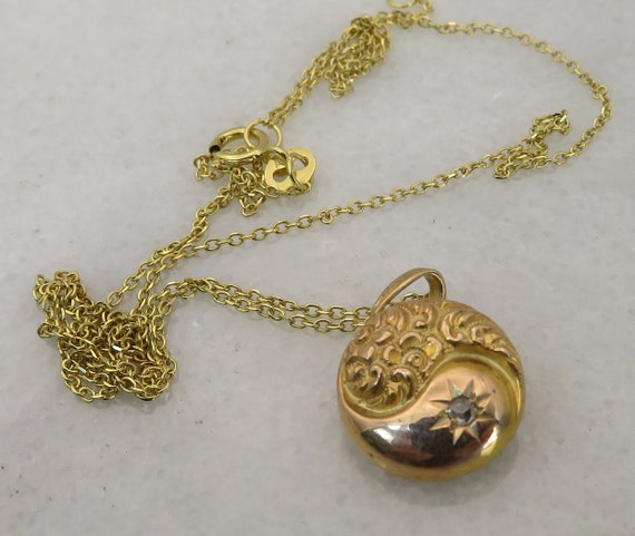 Victorian 14k Gold Rose Cut Diamond Pendant Necklace. Stick Pin Conversion.