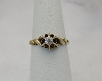 Victorian 14k Yellow Gold Diamond Buttercup Ring. sz 5.