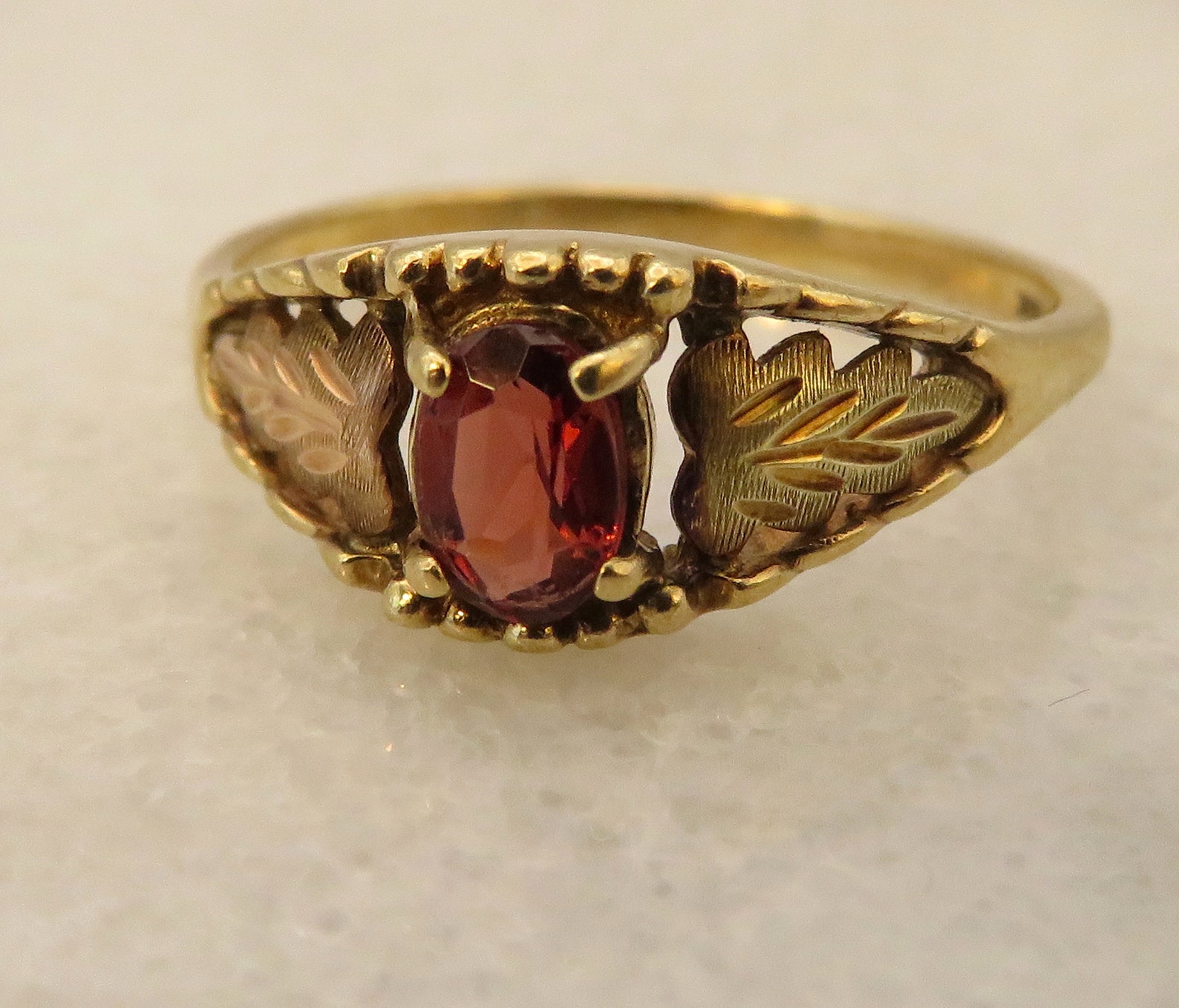 Vintage 10k Black Hills Gold Almondine Garnet Ring Size 10. | Etsy