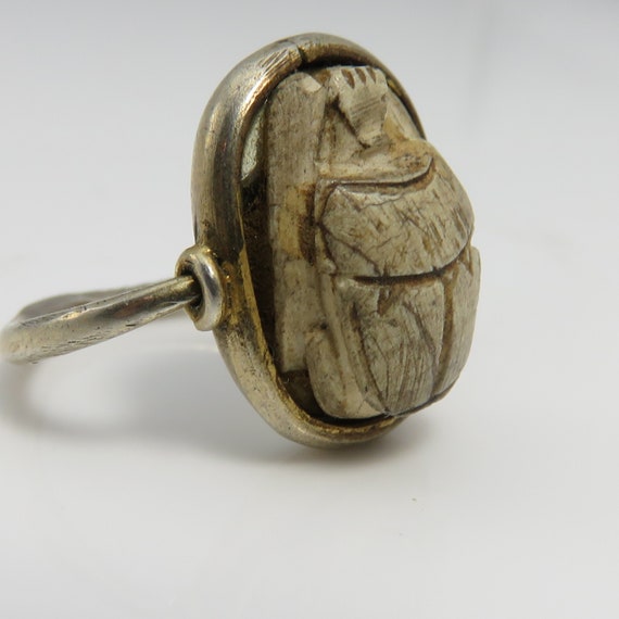 Antique Sterling Silver Egyptian Revival Scarab S… - image 1