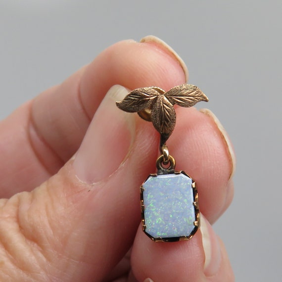 Antique 10k Opal Dangle Earrings. Estate 40's - image 4