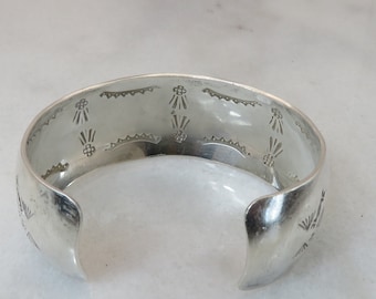 Vintage Sterling Silver Navajo Cuff Bracelet Medium Artist Signed.