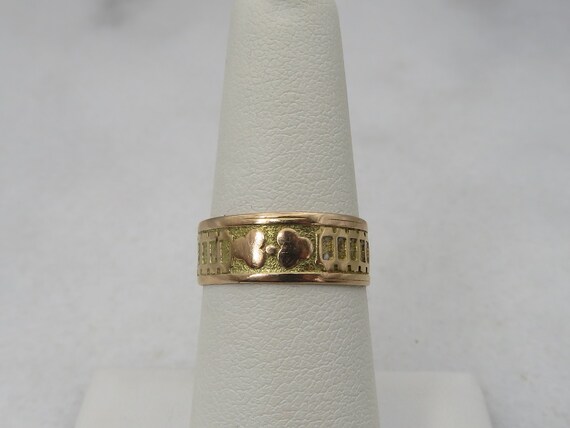 Antique 14k Lucky Clover Band Ring. sz 7. - image 2