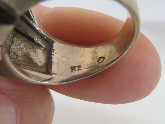 Art Deco Sterling Silver Carnelian Ring. sz 6.5. … - image 5