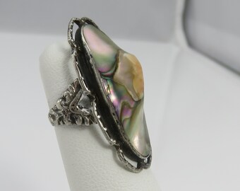 Estate Sterling Silver Blister Pearl Pinky Ring. sz 3.25.