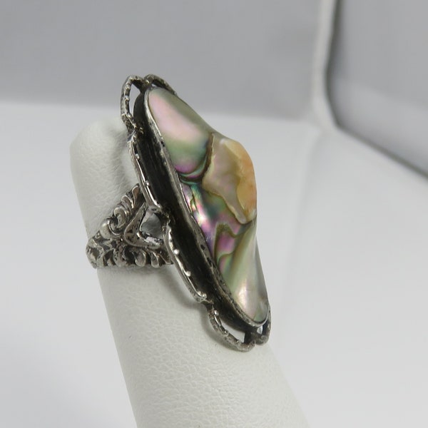 Estate Sterling Silver Blister Pearl Pinky Ring. sz 3.25.