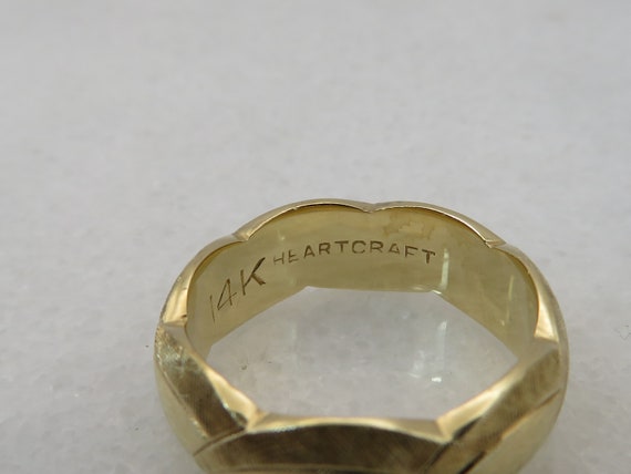 Antique 14k Wide Wedding Band Ring 5.75. by Heart… - image 3