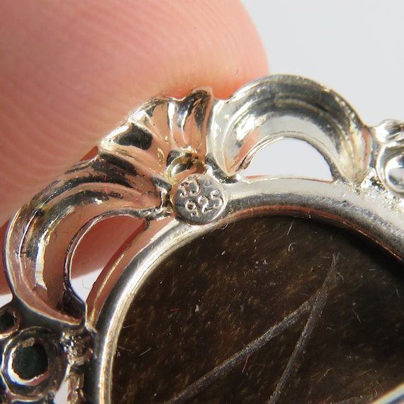 Vintage Sterling Silver  Carved Scarab Beetle Pin… - image 4