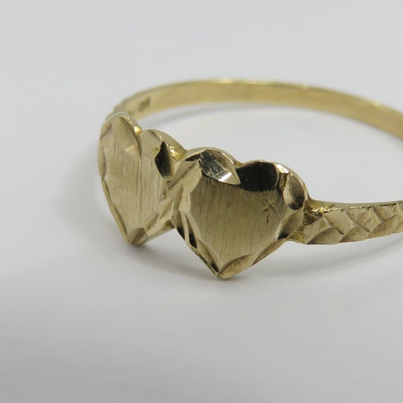Vintage 10k Double Heart Ring. - image 2