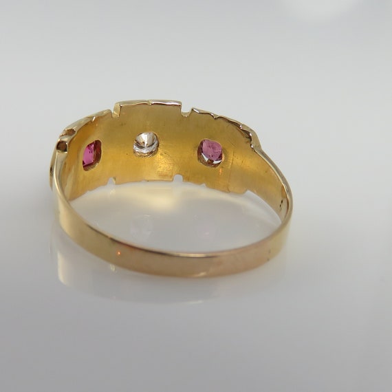 Antique 18k Yellow Gold Diamond Ruby Gypsy Band R… - image 6