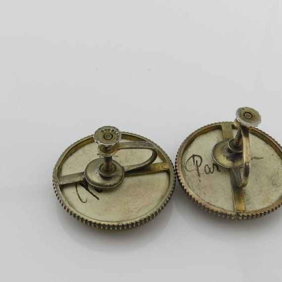 Antique French Sterling Earrings Hand Painted  Po… - image 4