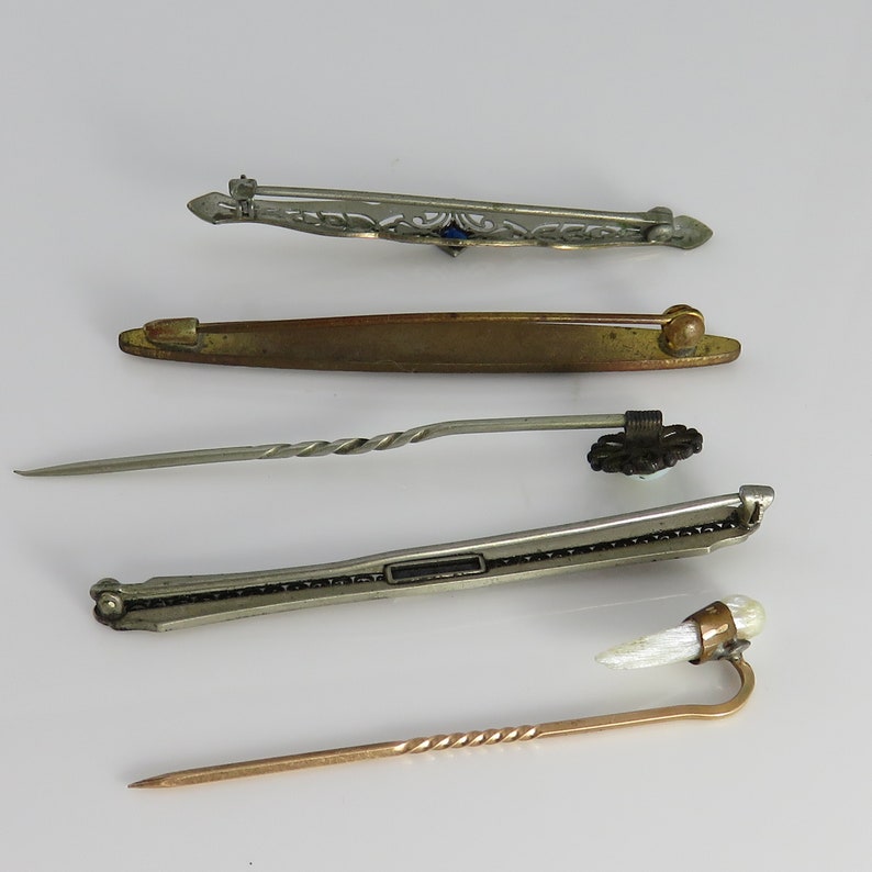 Antique Art Deco Stick Pin Brooch lot of 5.