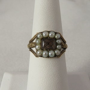 14k Antique Ring Yellow Gold Memorial Hair Band. sz 7. Dated 1825 bild 3