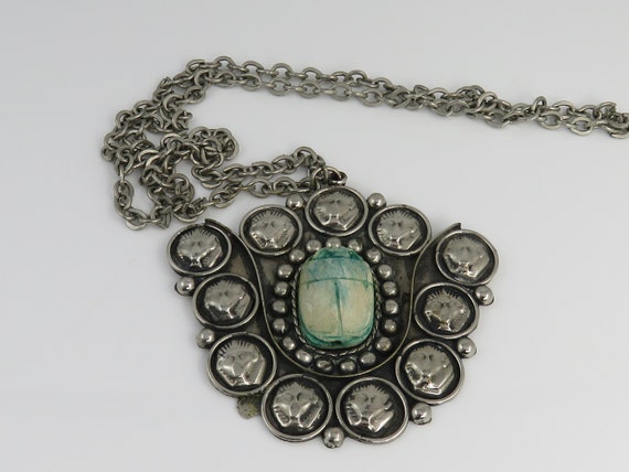 Vintage Egyptian Revival Silver Metal  Scarab Sna… - image 1