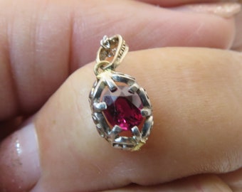 14k Art Deco Ruby Pendant Necklace.