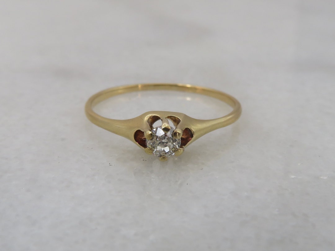 Antique 14k Old Cut Diamond Ring.sz 9. 20 Pt. - Etsy