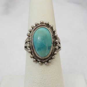 Vintage Navajo Turquoise Sterling Silver Ring sz 6.5.