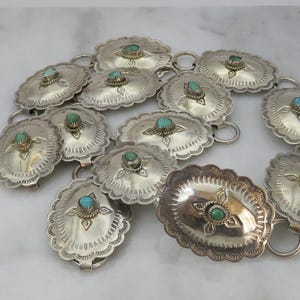 Vintage Navajo Turquoise Concho Belt 34 inches. 184 grams.