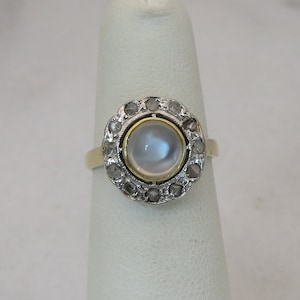 Antique 18k Moonstone Diamond Wedding Ring size 4.5.