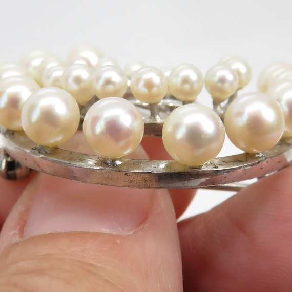 Vintage Sterling Silver Modernist Cultured Pearl … - image 4