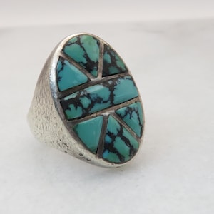 Vintage Navajo Sterling Silver Turquoise  Ring sz 9.