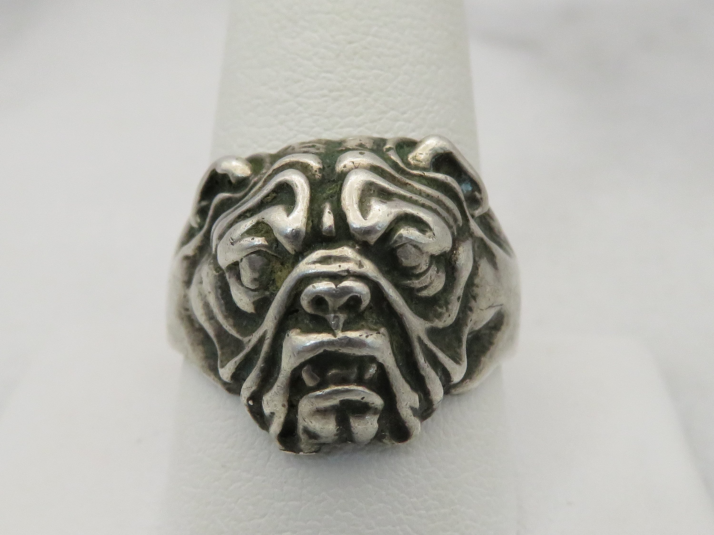 Antique Sterling Silver Mans Bulldog Ring Sz 11. - Etsy