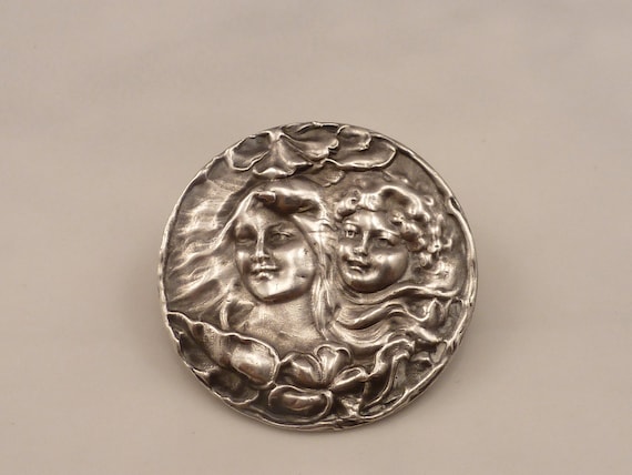 Antique Sterling Art Nouveau Repousse Gibson Girl… - image 1