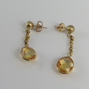 Vintage 14k Estate Citrine Dangle Earrings.
