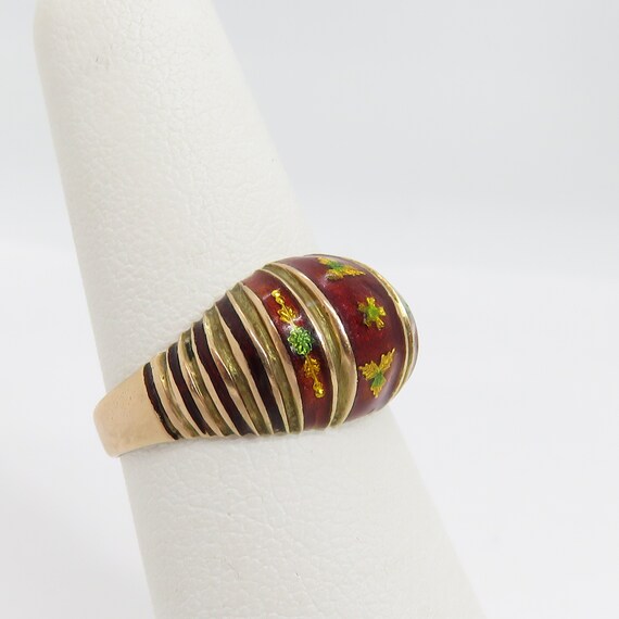 Antique 12k Yellow Gold Enamel Ring. sz 6. - image 7