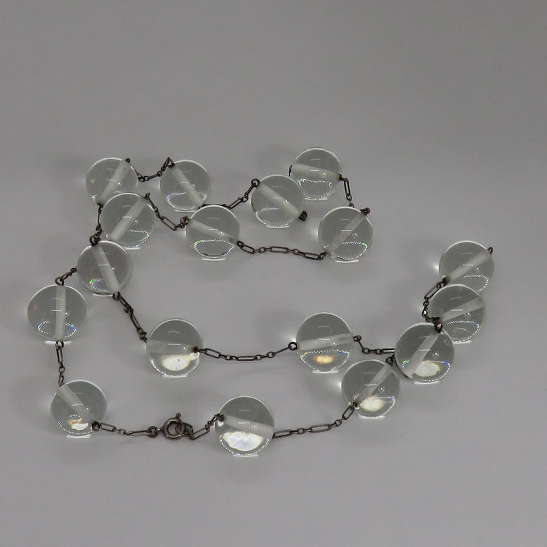 Art Deco Pools of Light Sterling Silver Necklace 28 inchs Long. image 1