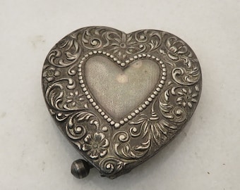 Antique Sterling Silver Heart Dress or Scarf Clip Brooch.