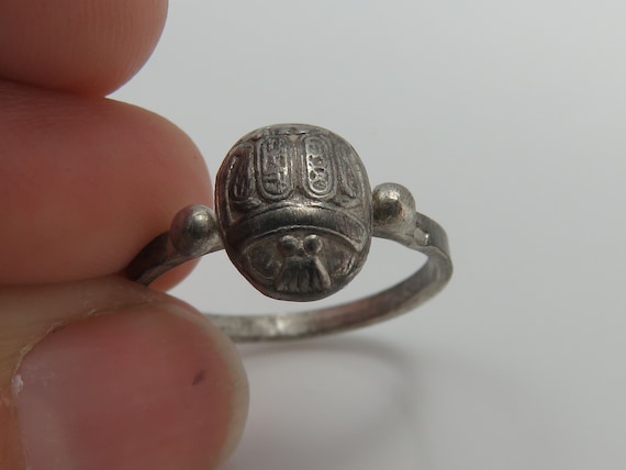 Vintage Egyptian Revival Scarab Sterling Silver R… - image 4