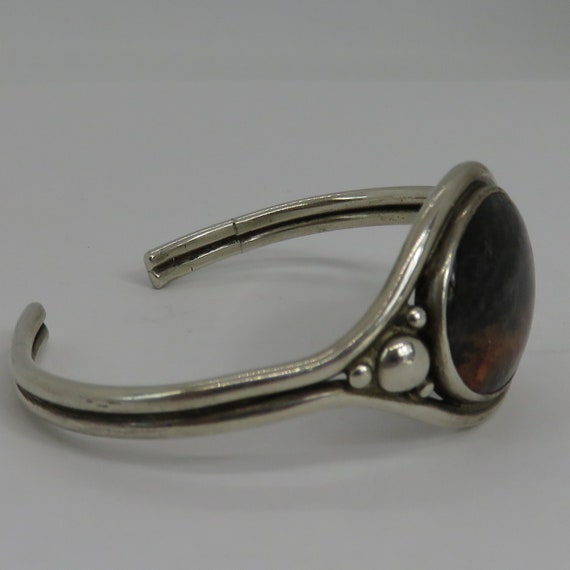 Vintage Moss Agate Sterling Silver Cuff Bracelet. - image 6