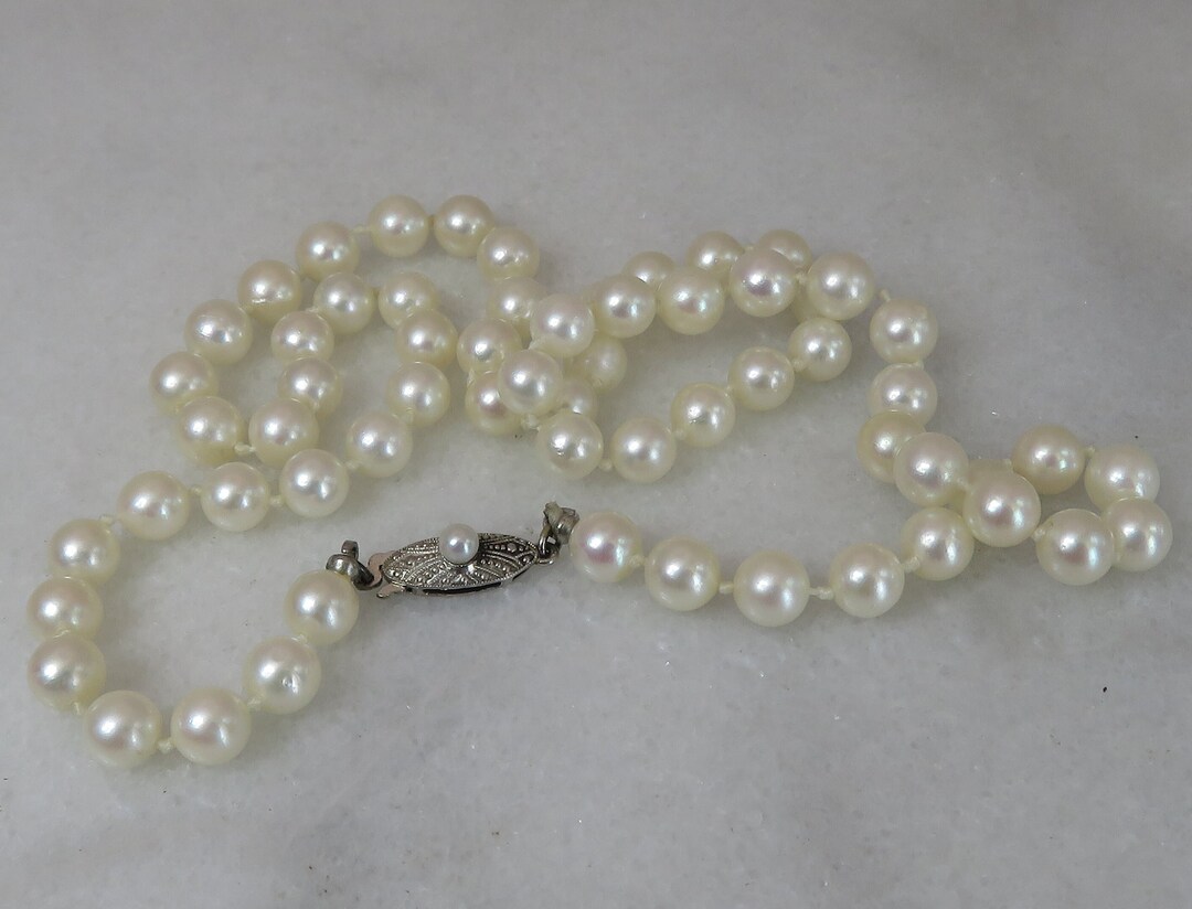 Vintage Mikimoto Pearl Strand Graduated 17.5 Inches Necklace. Original ...