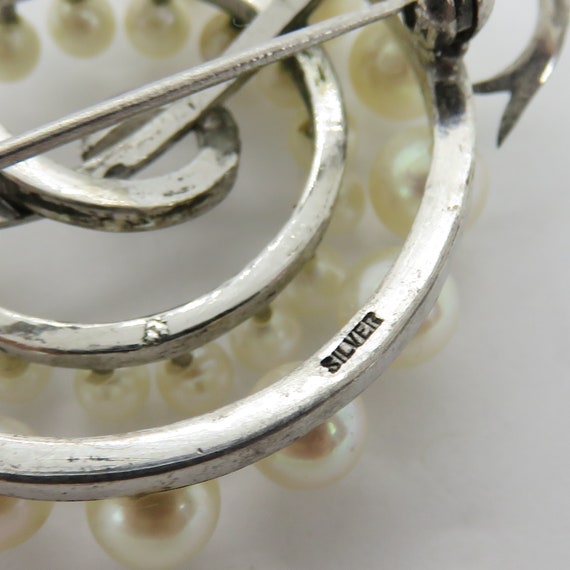 Vintage Sterling Silver Modernist Cultured Pearl … - image 3