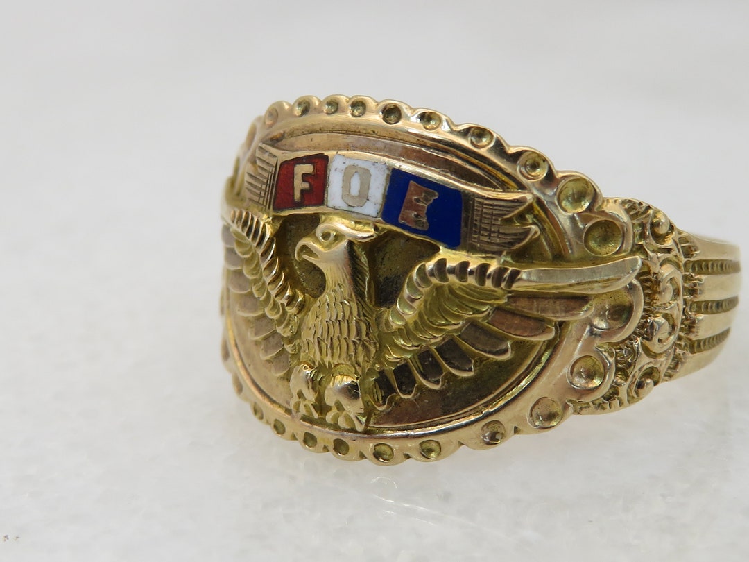 Antique 10k Fraternal Order of Eagles Gold Ring. Size 11.25 Mans Ring ...