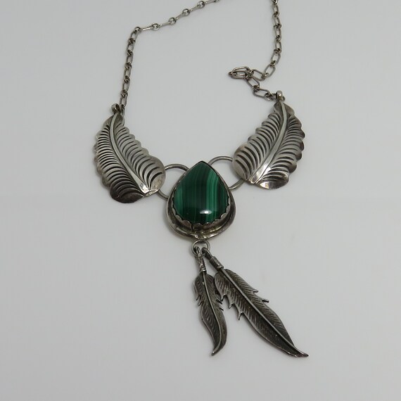 Native American Kokopelli Malachite Sterling Silver pendant and choker