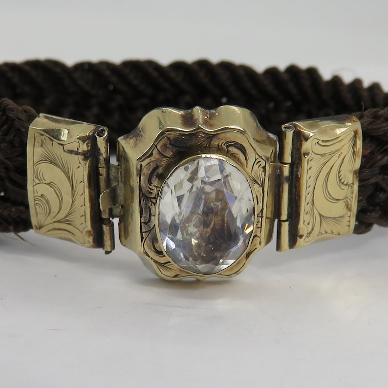 Victorian Mourning Hair Gold Paste Bracelet. Marked My Mothers Hair. image 1