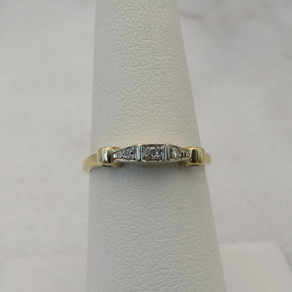 Vintage 14k Diamond Stacking Band Ring  sz 6.5