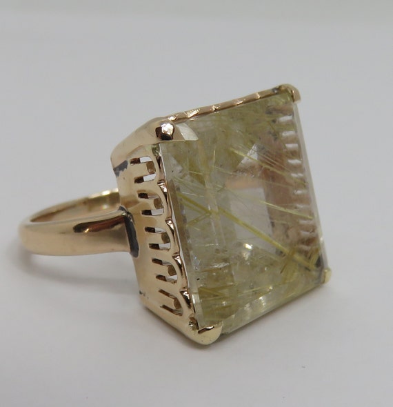 Estate Rutilated Quartz 14k Gold Ring Size 5.75. L