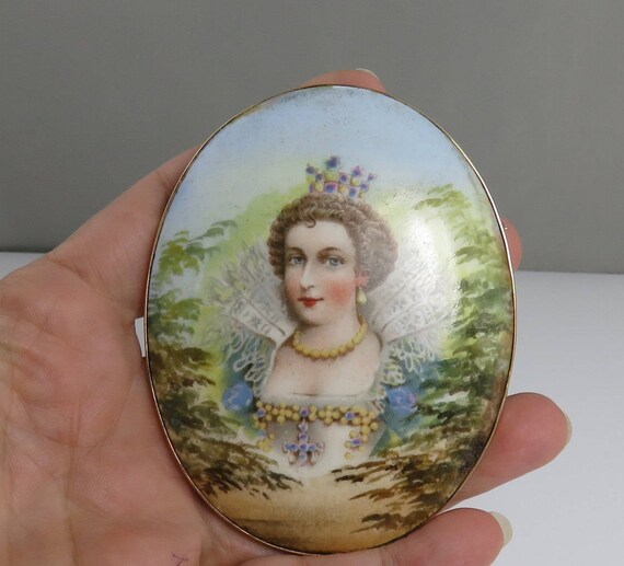 Antique 14k Queen Marie de Medici Brooch Hand Pai… - image 3