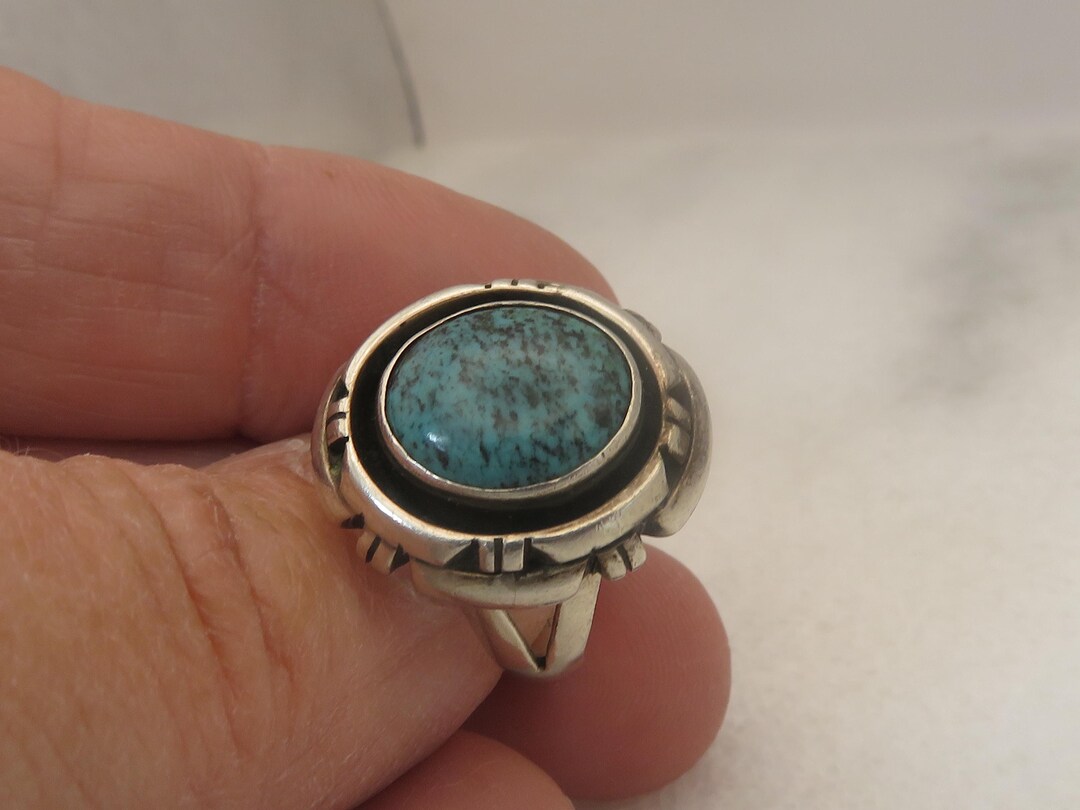 Vintage Navajo Turquoise Sterling Silver Ring Sz 5.5. - Etsy