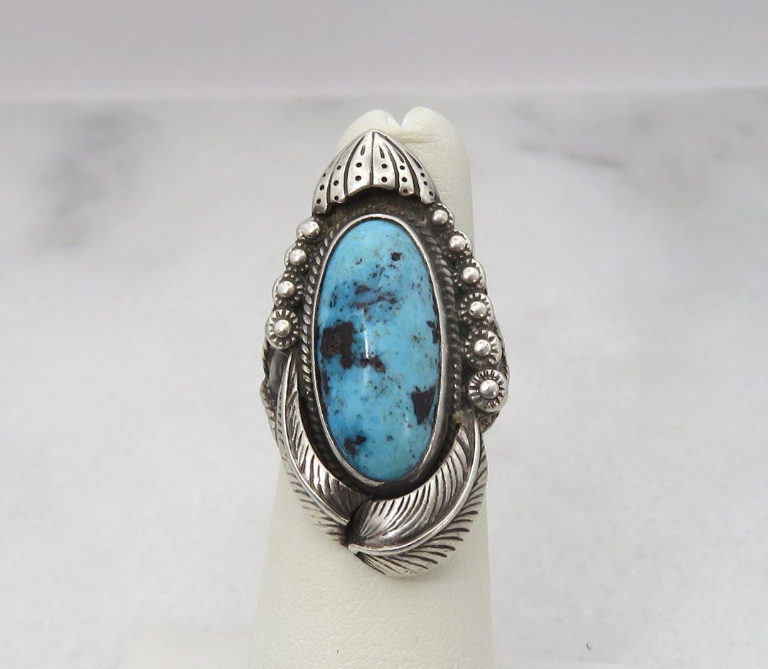 Vintage Navajo Sterling Silver Turquoise Ring. Sz 5. by HL - Etsy