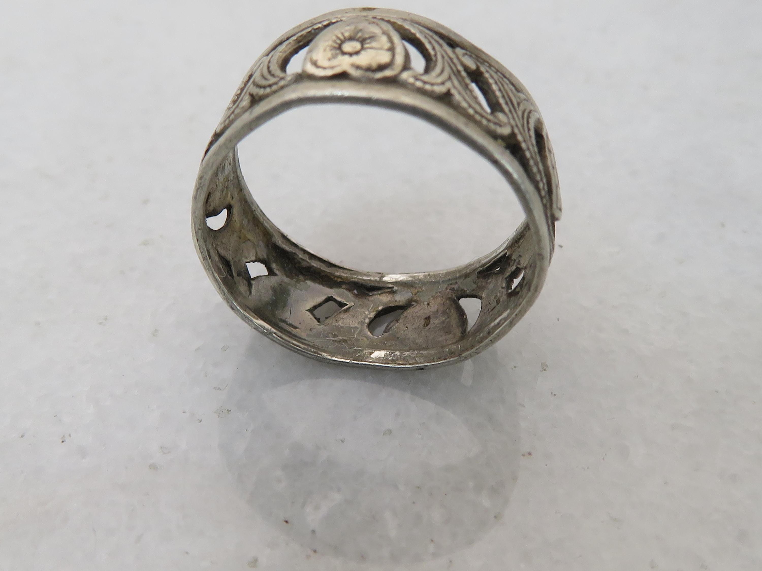 Uncus Inklemming Vintage Sterling Silver Uncus Heart Wedding Band Ring. Sz 5.75. - Etsy