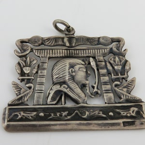 Antique Egyptian Revival Sterling  Pendant Necklace. Old Egyptian Hallmarks