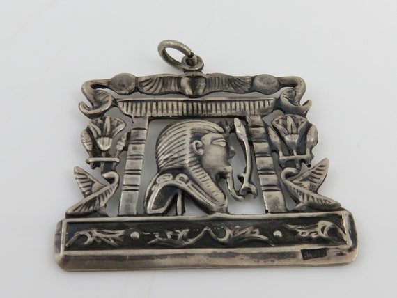 Antique Egyptian Revival Sterling Pendant Necklac