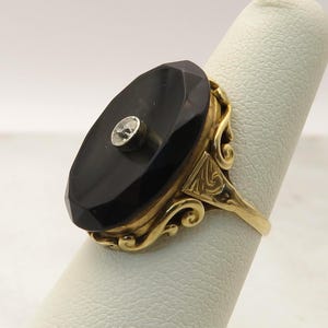 Art Deco 14k Gold Onyx Diamond Ring. sz 6.