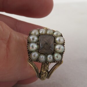 14k Antique Ring Yellow Gold Memorial Hair Band. sz 7. Dated 1825 bild 8