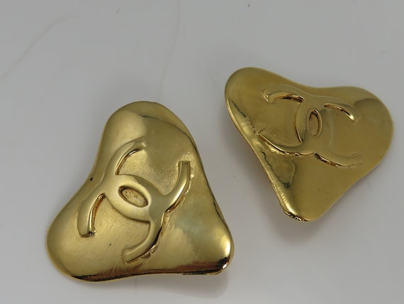 Vintage Chanel Large Heart Clip Earrings.