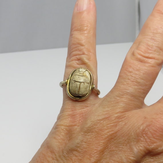 Antique Sterling Silver Egyptian Revival Scarab S… - image 4